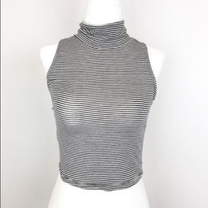 Brandy Melville Stripped Turtleneck Cropped Top